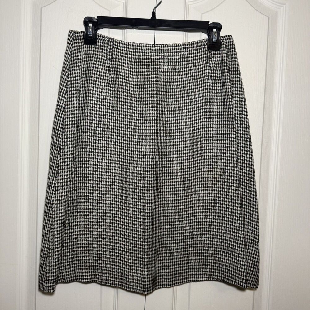 Saks Fifth Avenue Womens Black and White Skirt Hounds Tooth Pattern Vintage 10